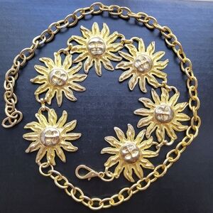 Waist Belt Vintage celestial sun Face lunar True Vintage Gold Tone